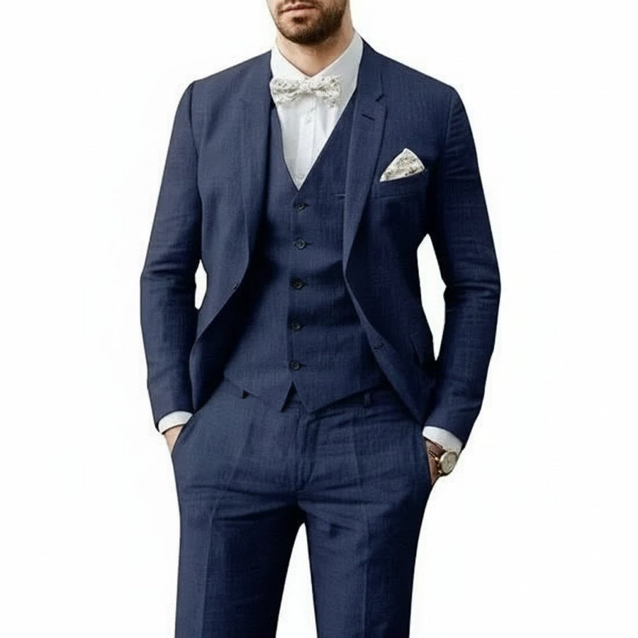 Niklas | Herren Leinenanzug 3-teilig Zweiknopf Hochzeit Sommer
