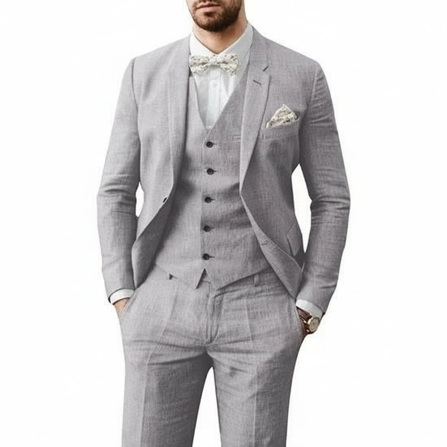 Niklas | Herren Leinenanzug 3-teilig Zweiknopf Hochzeit Sommer