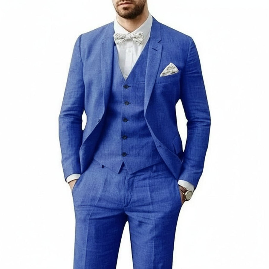 Niklas | Herren Leinenanzug 3-teilig Zweiknopf Hochzeit Sommer