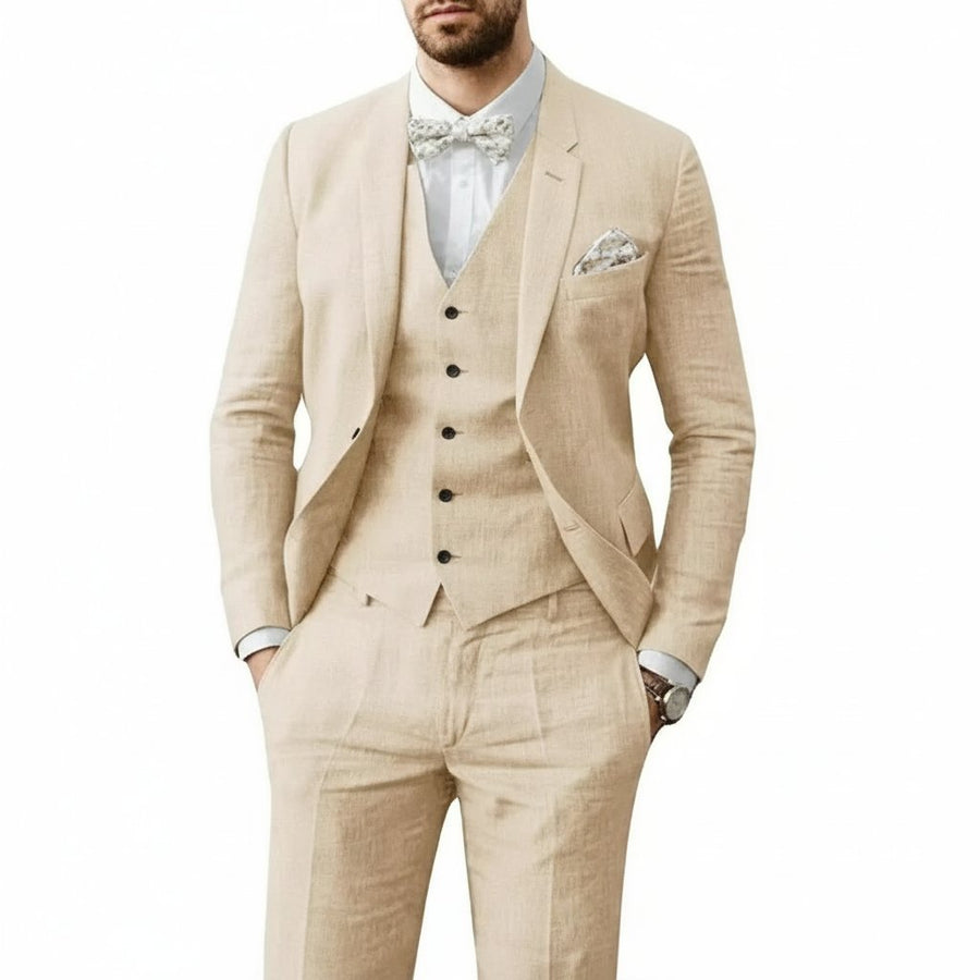 Niklas | Herren Leinenanzug 3-teilig Zweiknopf Hochzeit Sommer