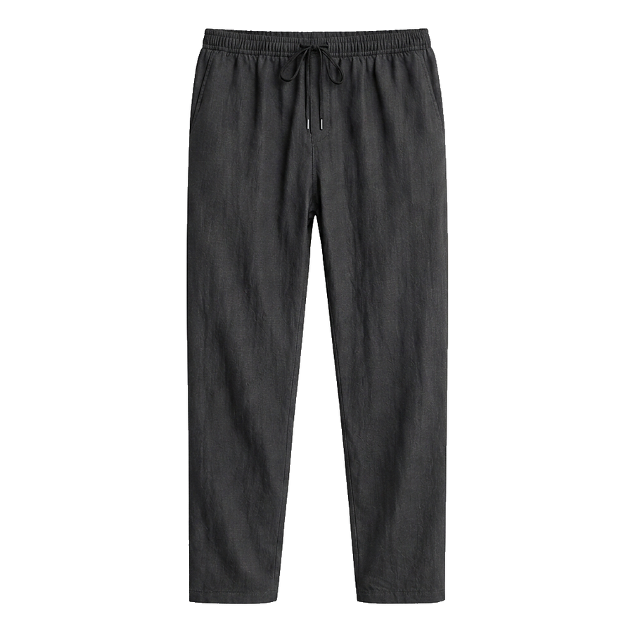 Herren-Leinenhose mit geradem Bein und Kordelzug