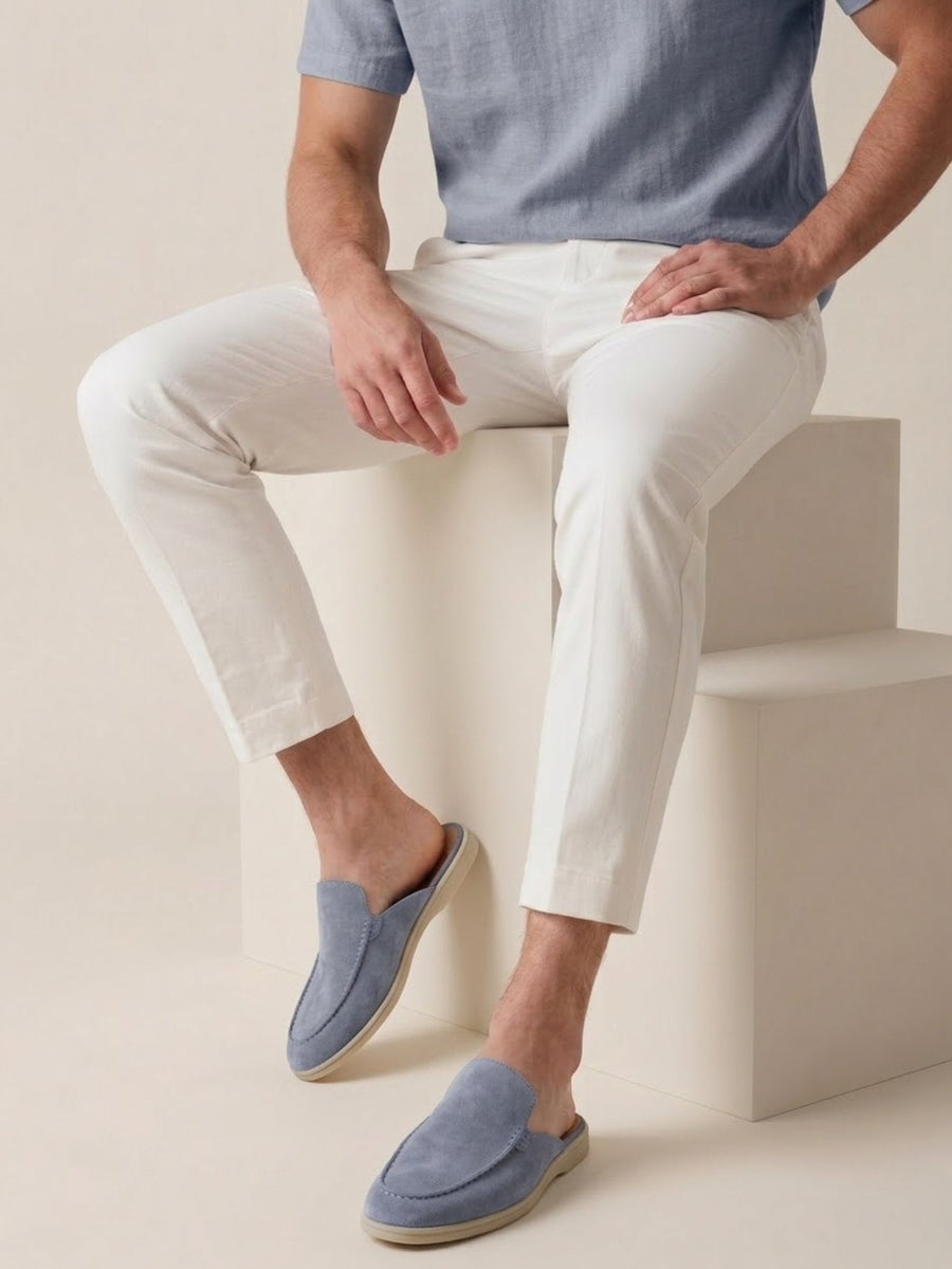 Matthias | Herren Mules Slipper Offene Ferse Sichtbare Nähte Beige