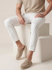 Matthias | Herren Mules Slipper Offene Ferse Sichtbare Nähte Beige