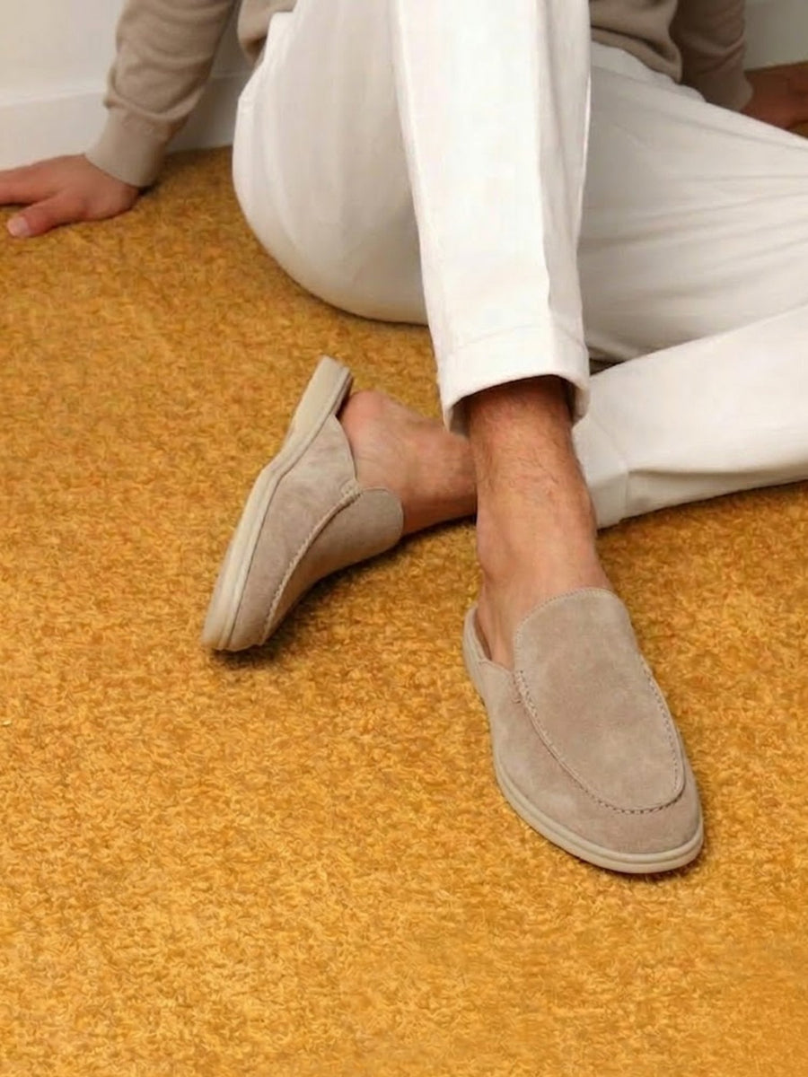 Matthias | Herren Mules Slipper Offene Ferse Sichtbare Nähte Beige