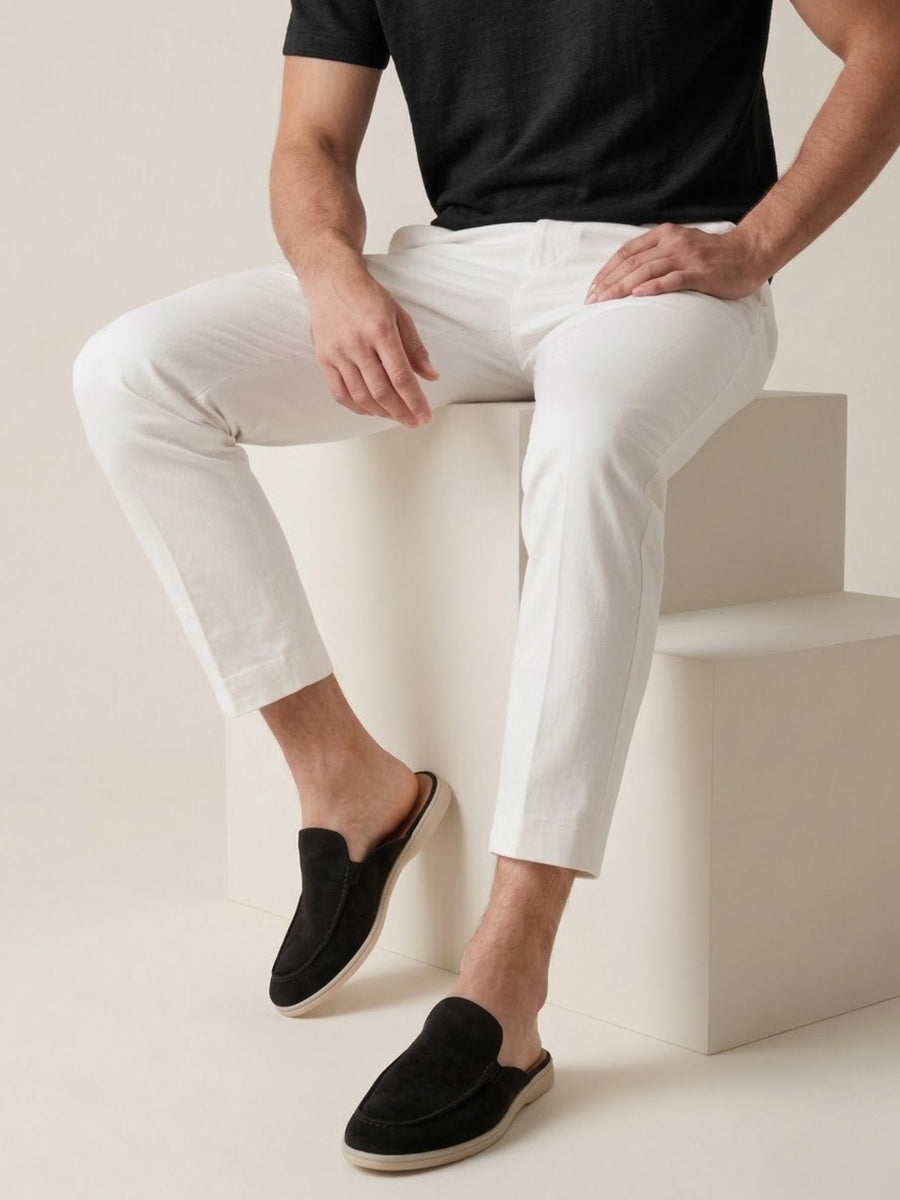 Matthias | Herren Mules Slipper Offene Ferse Sichtbare Nähte Beige