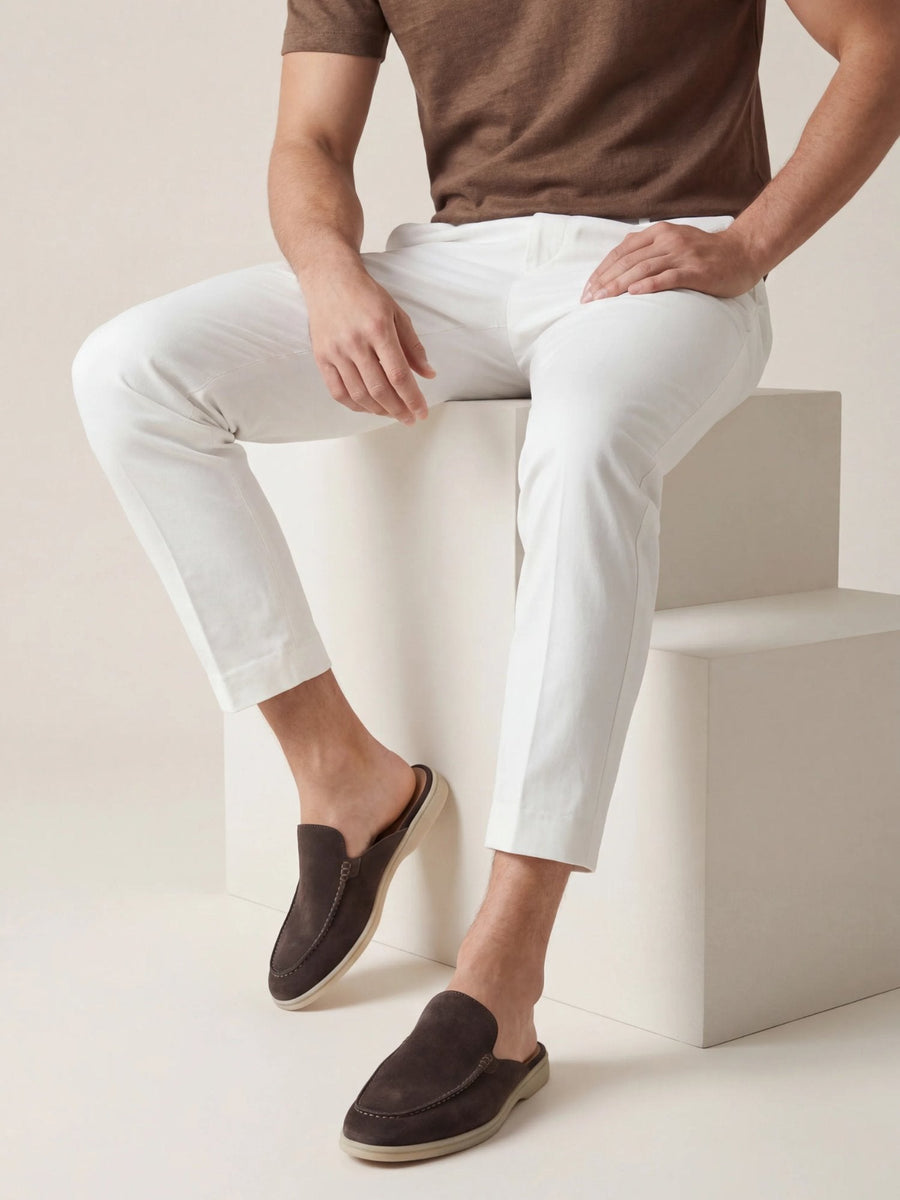 Matthias | Herren Mules Slipper Offene Ferse Sichtbare Nähte Beige