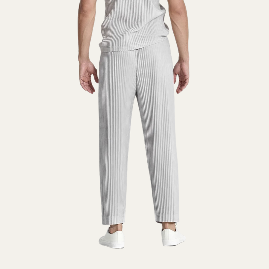 Herren-Plisseehose mit elastischem Bund und geradem Bein
