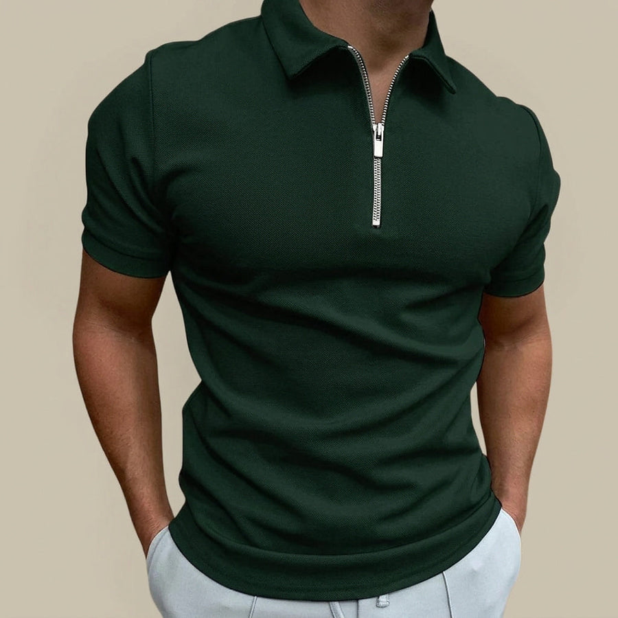 Herren-Polohemd mit Kurzarm und Reißverschluss