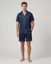 Herren Schlafanzug kurz gemustert mit Hemd und Shorts