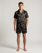Herren Schlafanzug kurz gemustert mit Hemd und Shorts