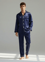 Herren Schlafanzug Set lang mit Hemd und Hose