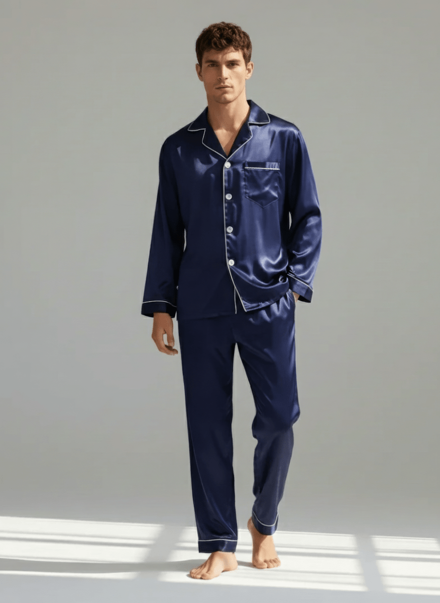 Herren Schlafanzug Set lang mit Hemd und Hose