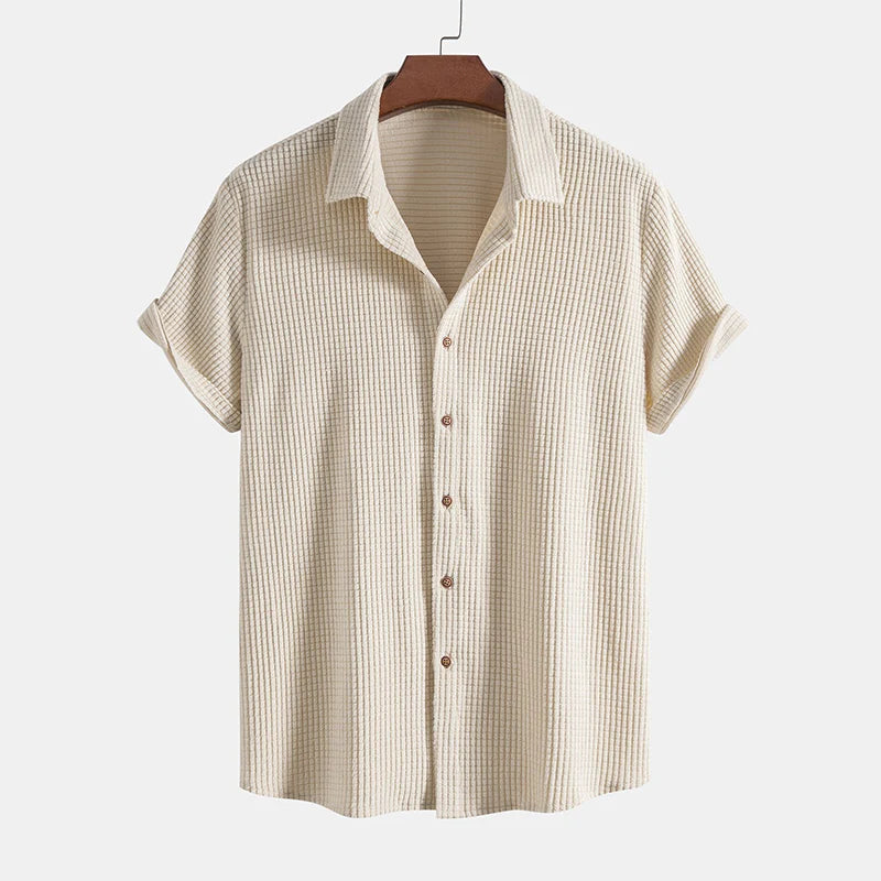 Herren Set aus Kurzarmhemd mit Knopfleiste und Shorts mit Kordelzug