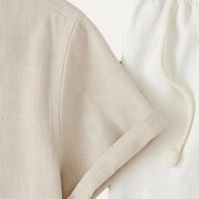 Herren-Set aus Kurzarmhemd mit Reverskragen und Hose mit Kordelzug