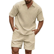 Herren-Set aus Poloshirt mit Viertelreißverschluss und Shorts mit Gitterstruktur