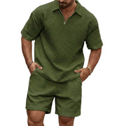 Herren-Set aus Poloshirt mit Viertelreißverschluss und Shorts mit Gitterstruktur