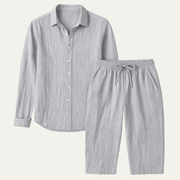 Herren Set mit Langarmhemd und Hose mit Kordelzug