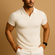 Herren Slim Fit Polo-Shirt mit V-Ausschnitt