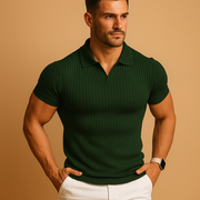 Herren Slim Fit Polo-Shirt mit V-Ausschnitt
