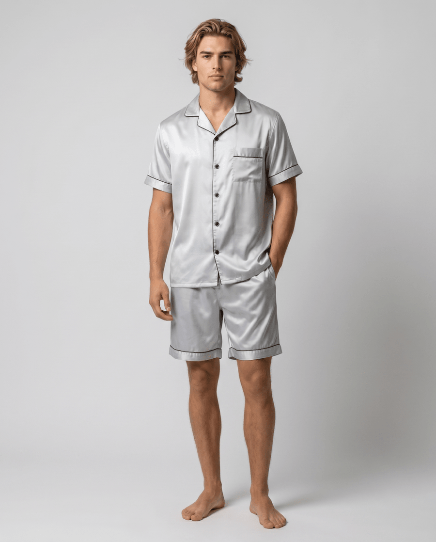 Herren Sommer Schlafanzug mit Hemd und Shorts