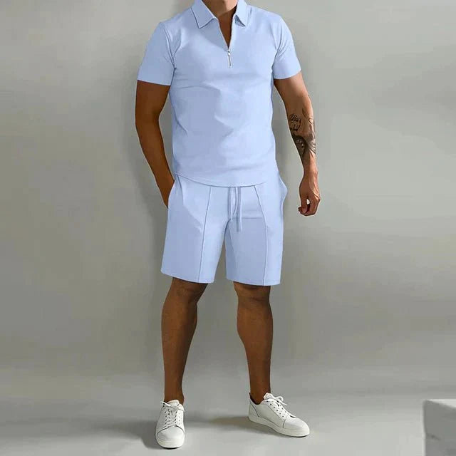 Herren Sommer Zweiteiler Set mit Polo und Shorts