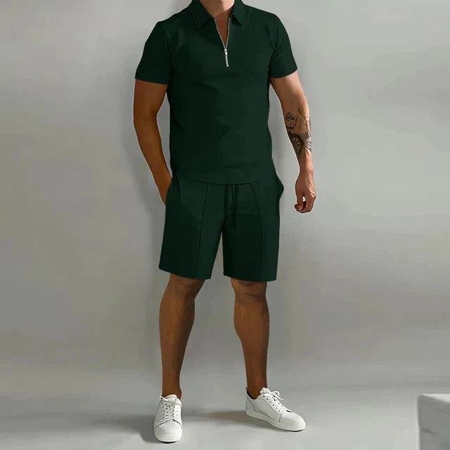 Herren Sommer Zweiteiler Set mit Polo und Shorts