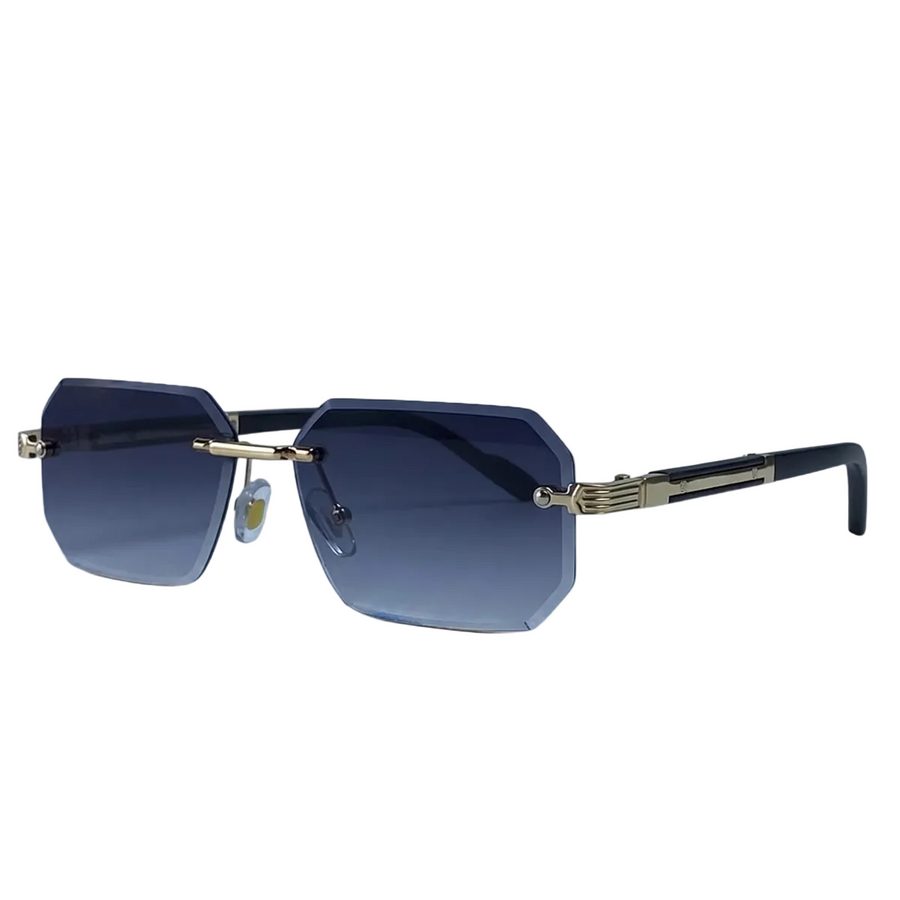 Herren Sonnenbrille mit geometrischen Gläsern und Metallsteg