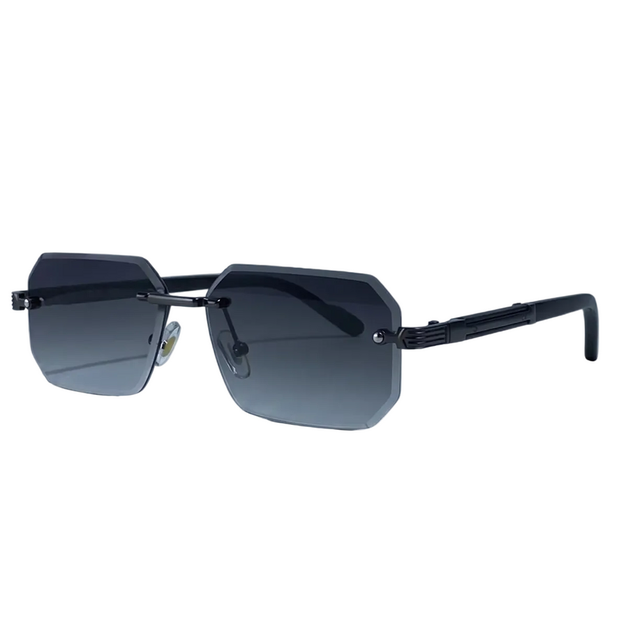 Herren Sonnenbrille mit geometrischen Gläsern und Metallsteg