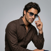 Herren Sonnenbrille mit geometrischen Gläsern und Metallsteg