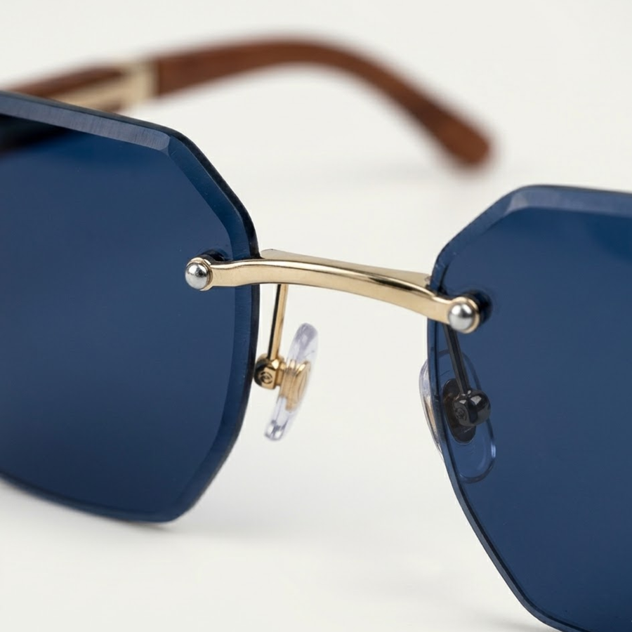 Herren Sonnenbrille mit geometrischen Gläsern und Metallsteg