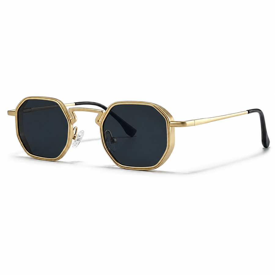 Herren Sonnenbrille mit geometrischer Vollrandfassung und Winkelsteg