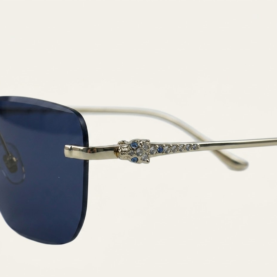 Herren Sonnenbrille mit quadratischen Gläsern und verziertem Bügeldetail