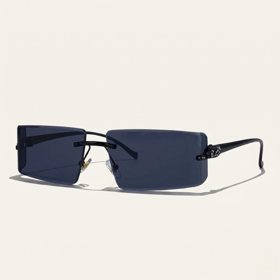 Herren Sonnenbrille mit rechteckigen Gläsern und dekorativem Bügeldetail