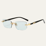 Herren Sonnenbrille mit rechteckigen Gläsern und Metallsteg