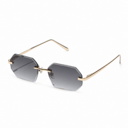 Herren Sonnenbrille ohne Rahmen mit achteckigen Gläsern und Metallbügeln