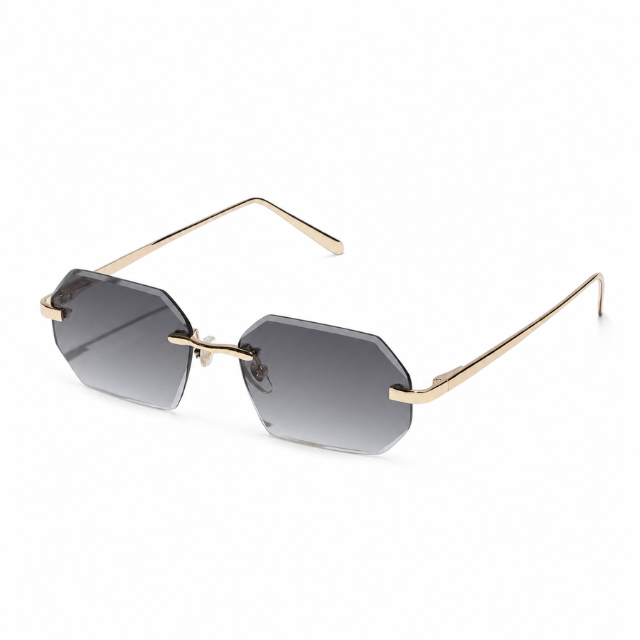 Herren Sonnenbrille ohne Rahmen mit achteckigen Gläsern und Metallbügeln