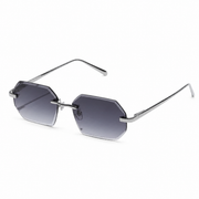 Herren Sonnenbrille ohne Rahmen mit achteckigen Gläsern und Metallbügeln