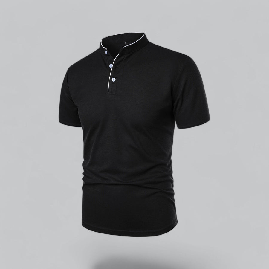 Julian | Herren Stehkragen Baumwoll Kurzarm Polo-Shirt