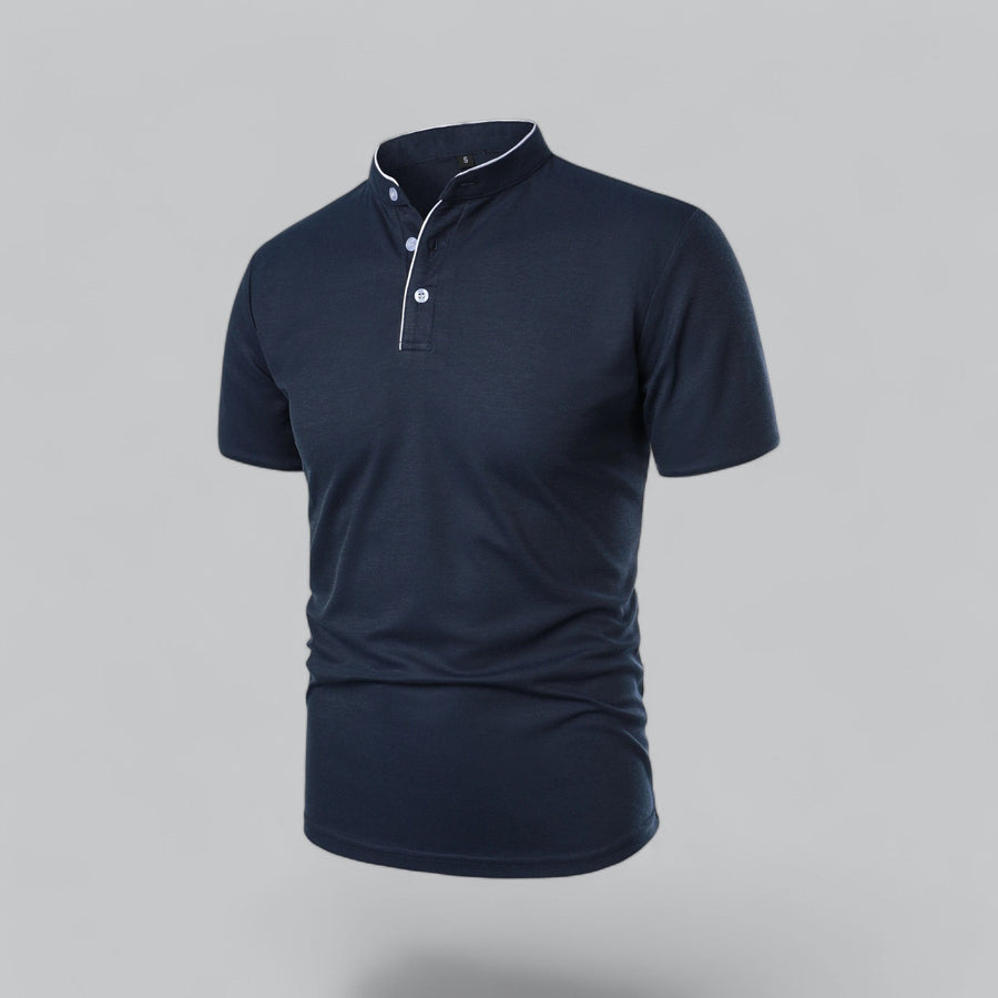 Julian | Herren Stehkragen Baumwoll Kurzarm Polo-Shirt