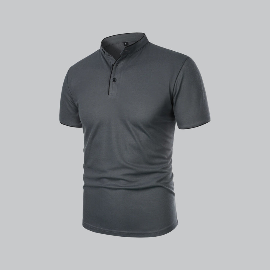 Julian | Herren Stehkragen Baumwoll Kurzarm Polo-Shirt