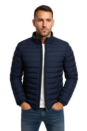 Herren Steppjacke mit Stehkragen und Reißverschluss