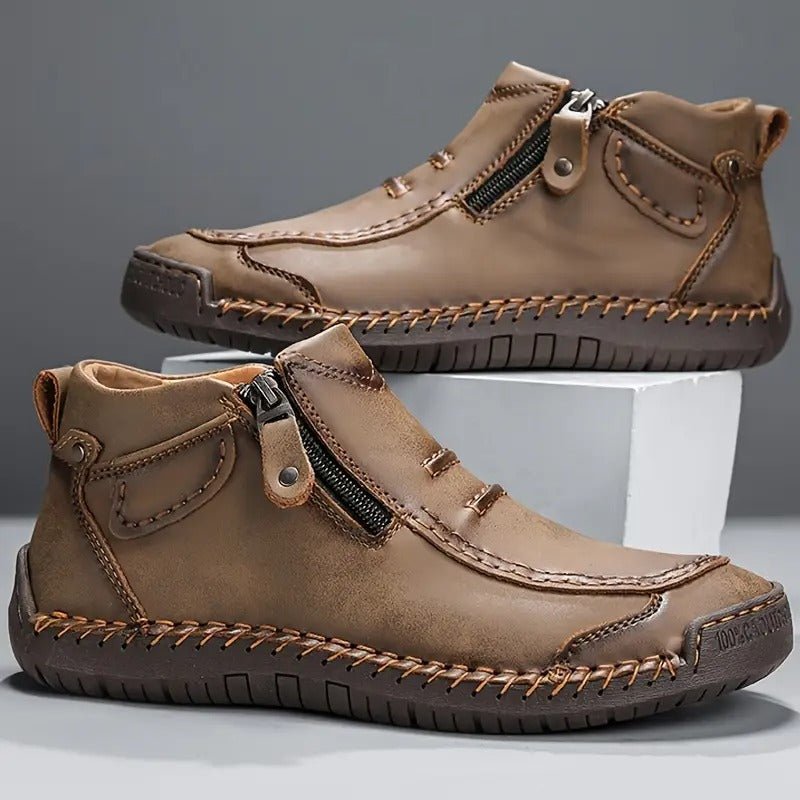 Herren Stiefeletten Lederoptik mit Reißverschluss