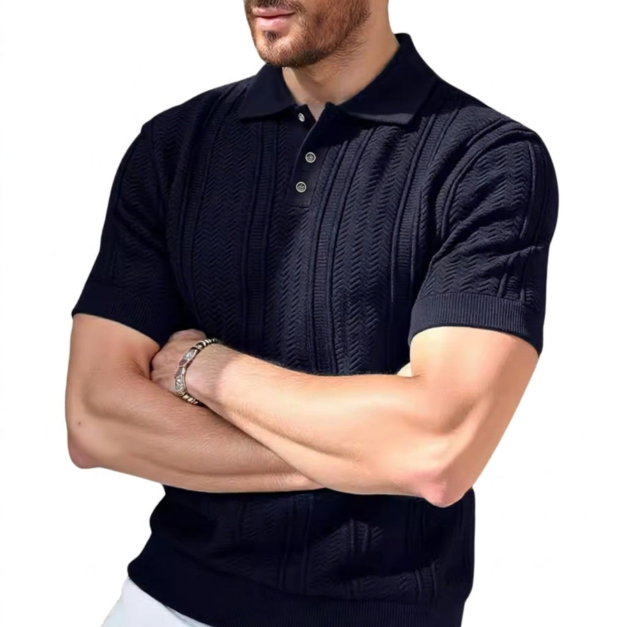 Herren Strick-Poloshirt mit Knopfleiste