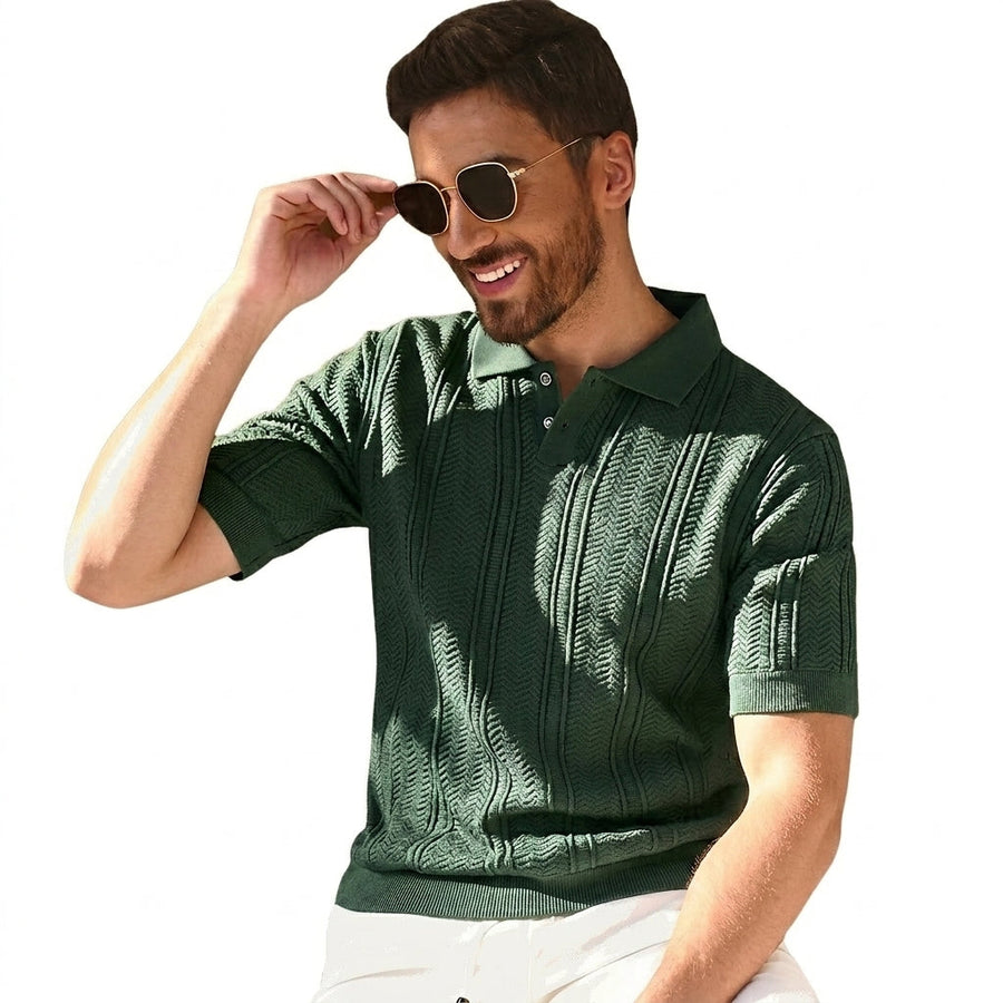 Herren Strick-Poloshirt mit Knopfleiste
