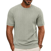 Herren Strick-T-Shirt mit Chevron-Struktur und Rundhalsausschnitt