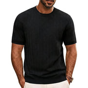 Herren Strick-T-Shirt mit Chevron-Struktur und Rundhalsausschnitt
