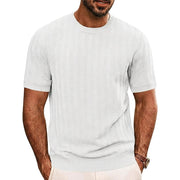 Herren Strick-T-Shirt mit Chevron-Struktur und Rundhalsausschnitt