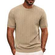 Herren Strick-T-Shirt mit Chevron-Struktur und Rundhalsausschnitt