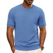 Herren Strick-T-Shirt mit Chevron-Struktur und Rundhalsausschnitt
