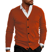 Herren Strickjacke mit Knopfleiste, V-Ausschnitt und Rippbündchen